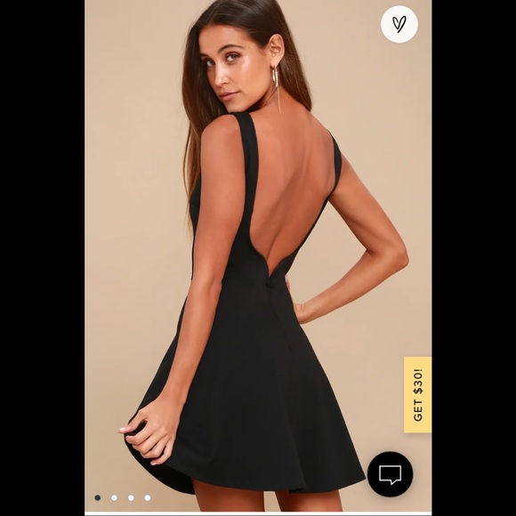 Lulus Dresses & Skirts - Lulus Backless Black A-line Boat Neck Mini Dress